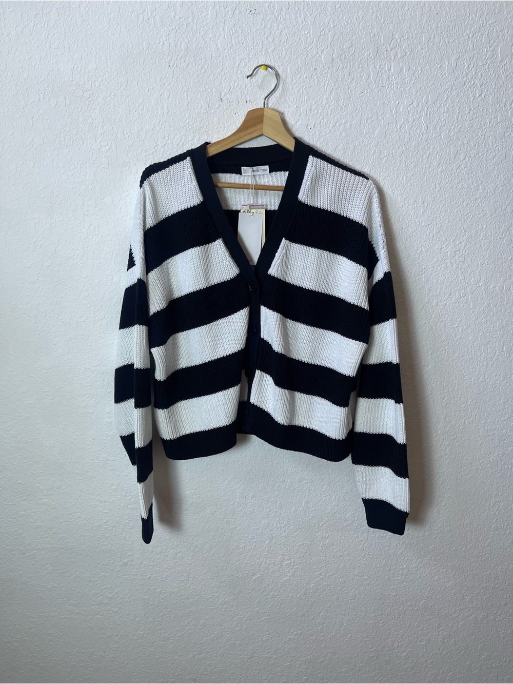 Mango Black and white striped knit cardigan size M-L with NWT